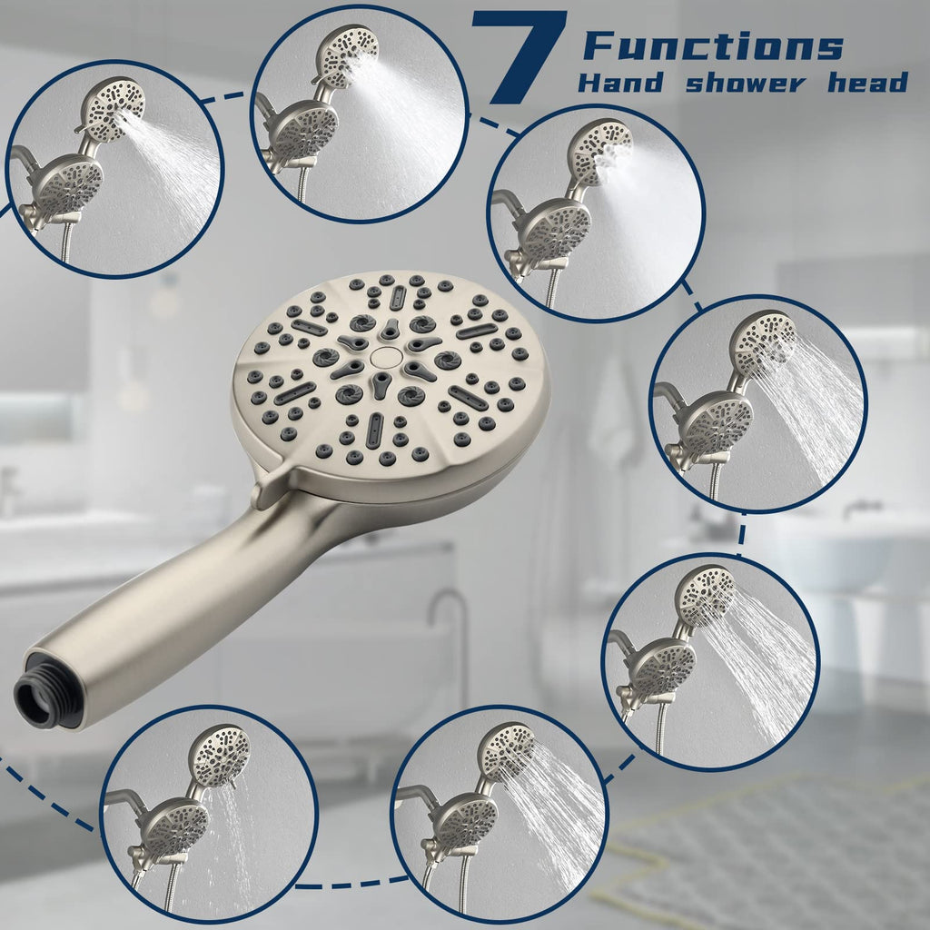 Dual Shower Faucet Set with Valve High Pressure Dual 2 in 1 Shower Combo Set Shower System with Handheld Showerhead