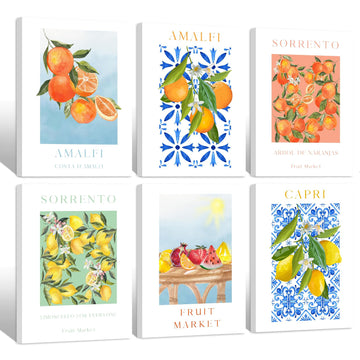 Fruit Wall Art Kitchen Artwork Wall Decor Fruit Market Prints Poster Colorful Lemon Canvas Wall Art Vintage Pictures