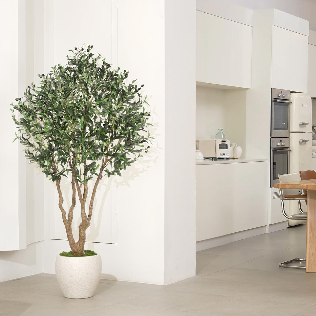 Faux Olive Tree 6ft with Large Olive Branches and Realistic Fruits