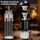 Tessco 4 Pcs 9 Arm 42.5" Acrylic Candelabra Table Centerpiece Floor Candelabras Clear Candle Holder with Removable