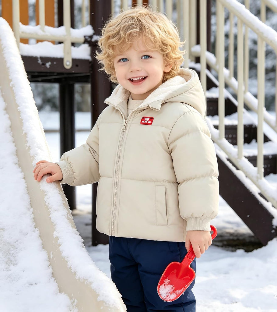 Baby Hooded Puffer Jacket,Fleece Lined Winter Coat