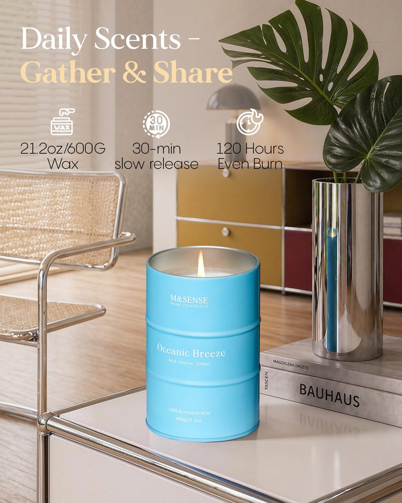 Oceanic Breeze Scented Candles Large, 21.2oz Natural Soy Wax
