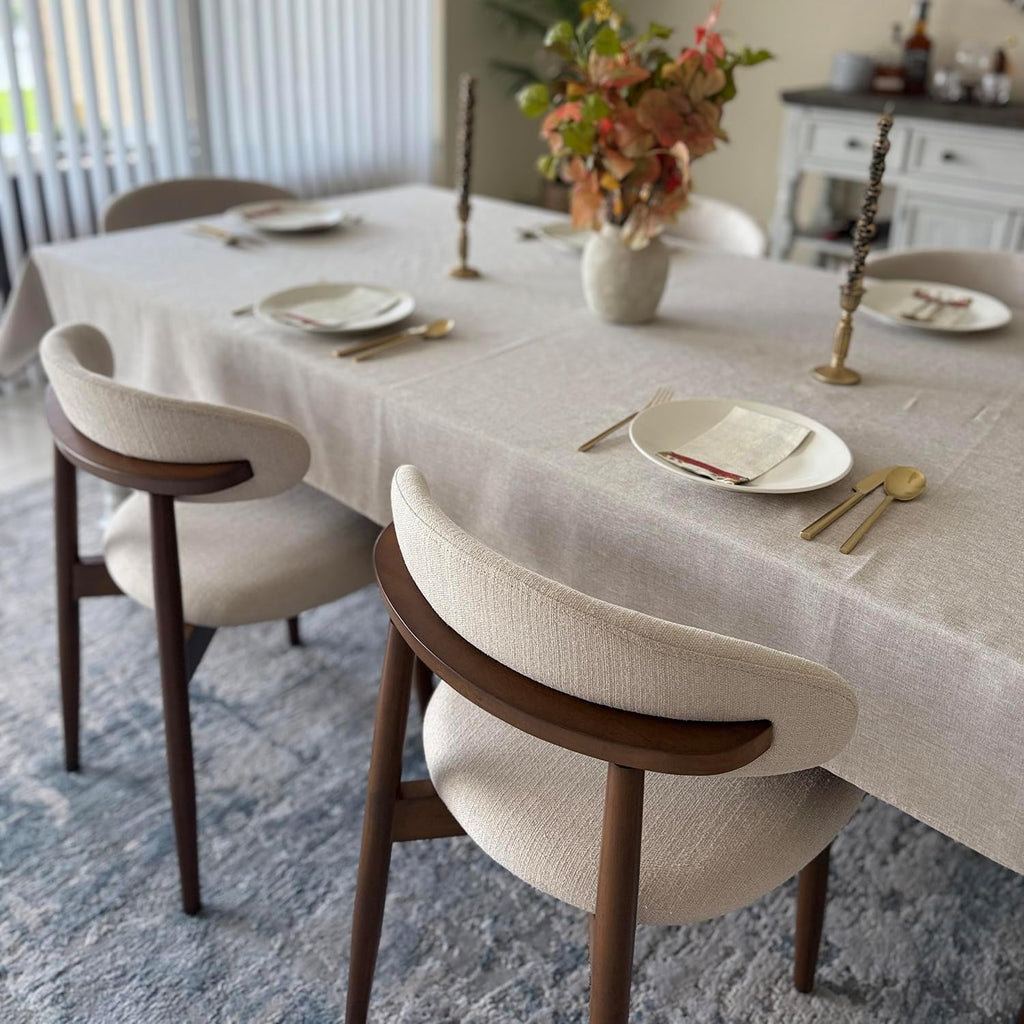 Mid-Century Modern Wooden Dining Chair Set of 4, Indoor Upholstered Kitchen Chairs with 2.6" Cozy Padded Seat, Walnut