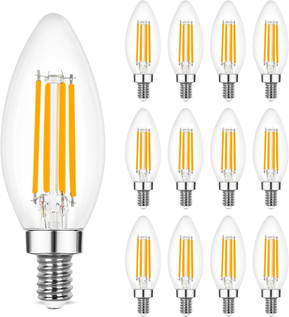 LED Candelabra Light Bulbs, Dimmable E12 LED Bulb 60W Equivalent, 2700K Soft White, B10 Candle Bulbs for Chandelier