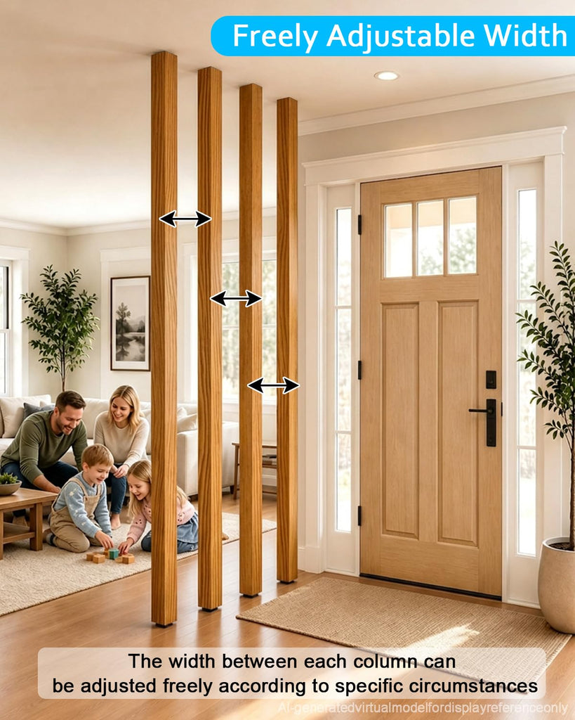 8′ Partition Posts Room Divider, Natural Wood Grain Screen Divider Columns