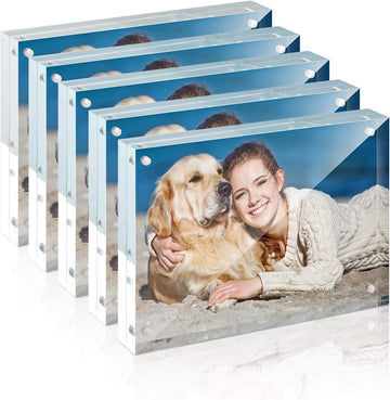 4x6 Acrylic Frame 5 Pack, 24MM Thicker Frameless Clear Picture Frames