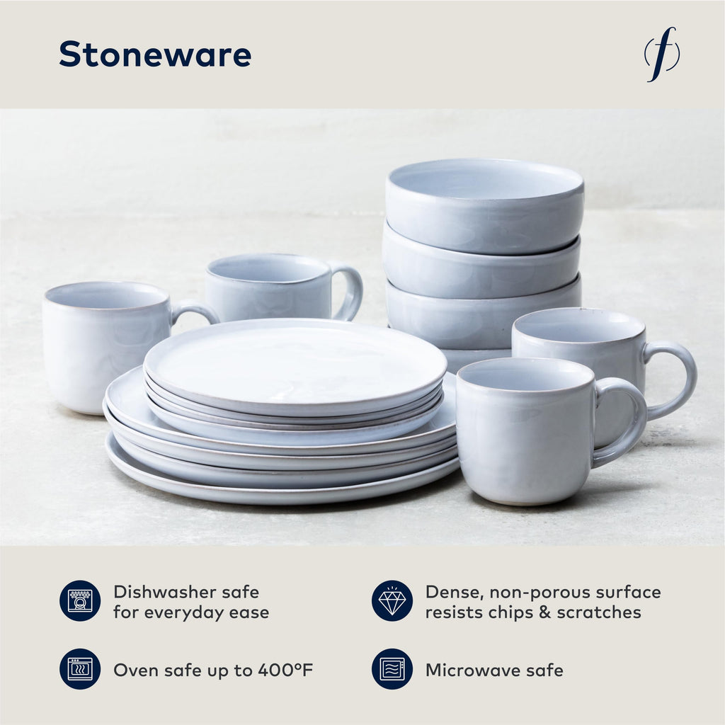 Nosse with Svelte Stoneware 16 Piece Dinnerware Set, Service for 4, Stone
