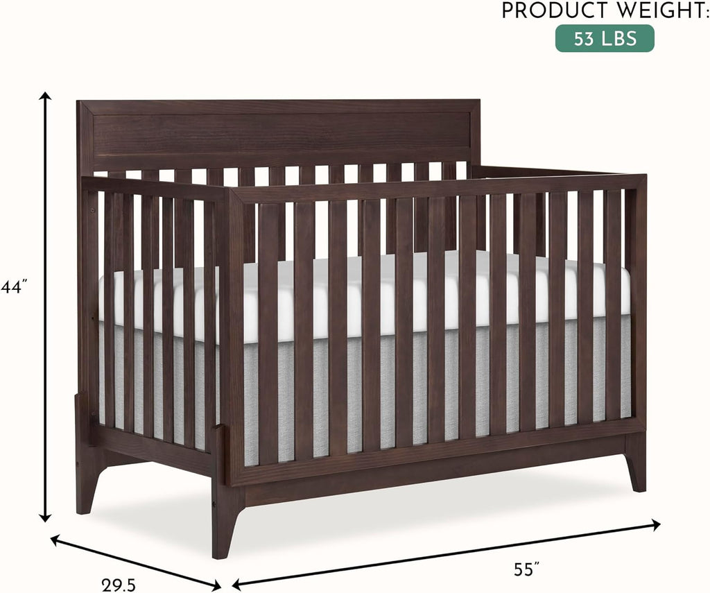 Atlas 5-in-1 Convertible Full-Size Baby Crib in Chestnut, GreenGuard Gold & BSA, Timeless Modern Minimalist, 3