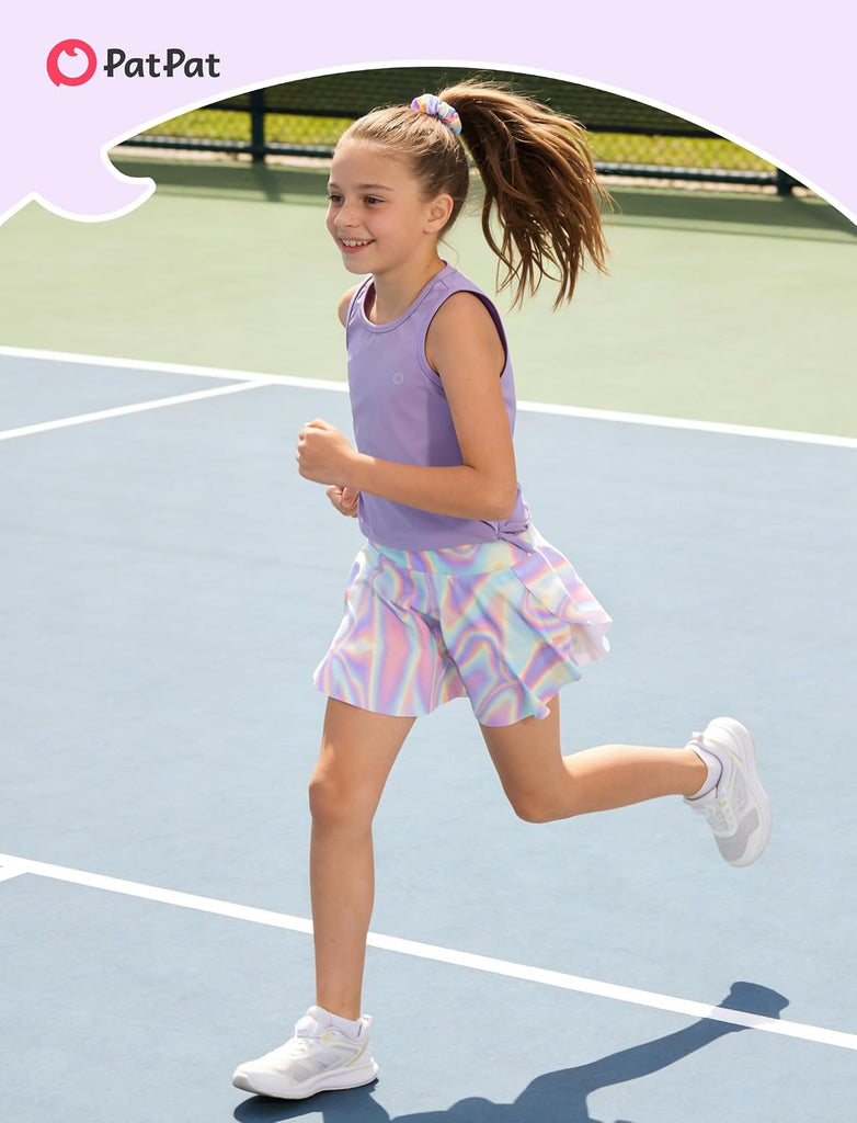 Girls Skirt Athletic Sets Summer Outfits with Hair Ties