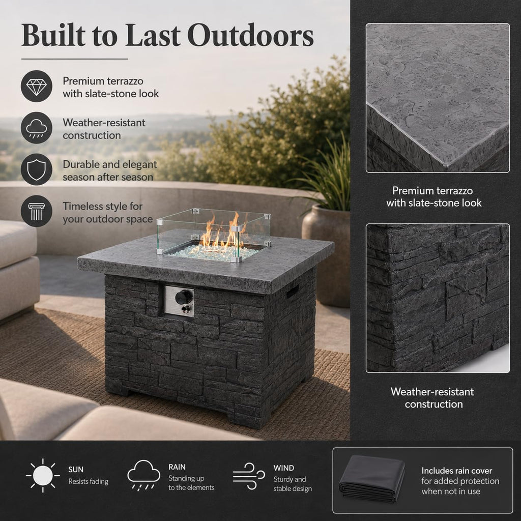 4-Piece Propane Fire Pit Table Set, 50, 000 BTU Outdoor Gas Fire Table