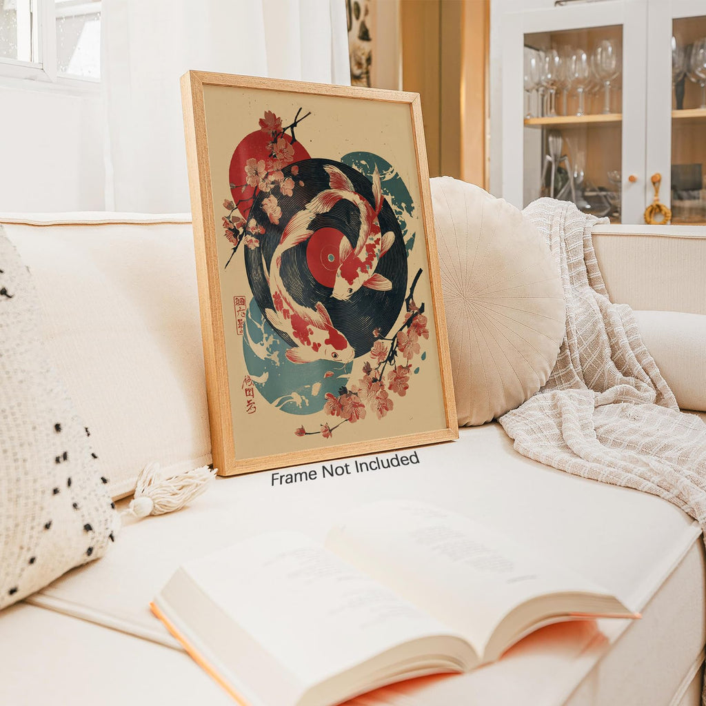 Japanese Canvas Wall Vintage Koi Fish Posters Modern Vinyl Music Print Funny Tokyo Cherry Pictures Oriental Animal