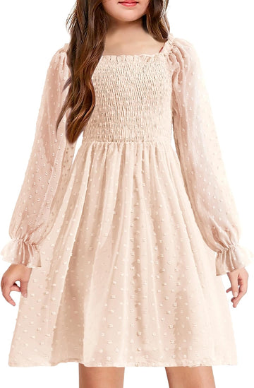 Girl Tulle Dress Winter Long Sleeve Teen Girls Party Casual Dresses
