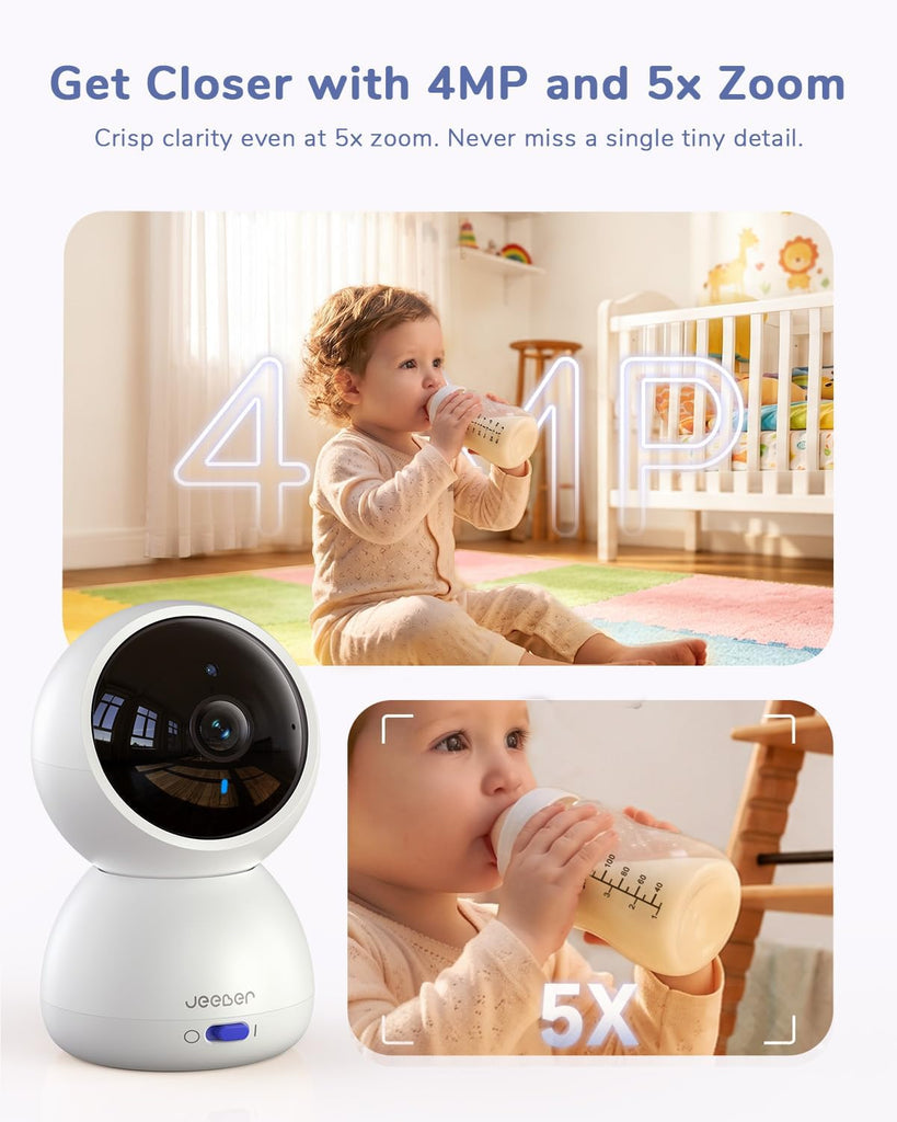 WiFi Baby Monitor with 6.5" Touchscreen, 4MP Camera, 5X Zoom