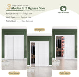 Sliding Closet Doors 64x80(Double 33inch),Bypass Barn Door with Hardware,for Bedroom,White,H Frame,A