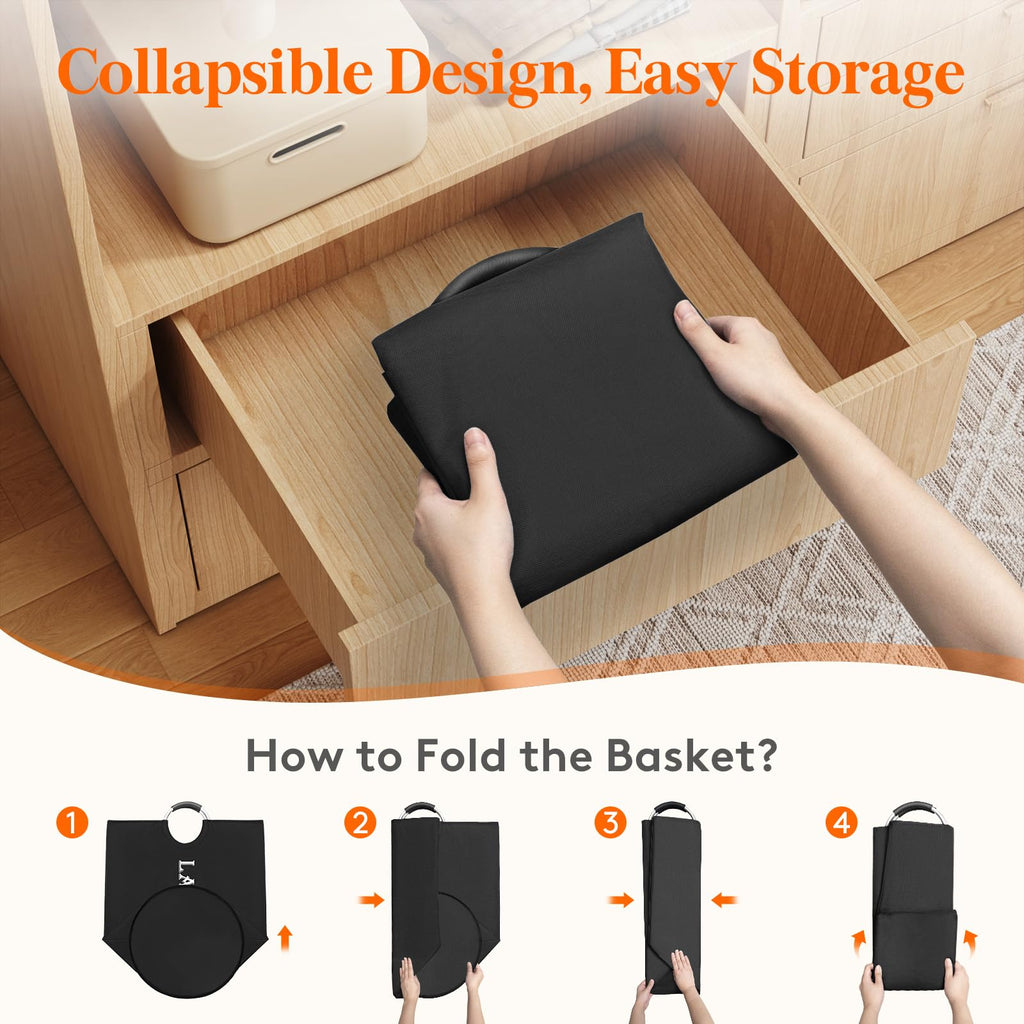 120L 2-Pack Large Laundry Basket, Collapsible Laundry Hamper with Aluminum Handles, Waterproof Freestanding Dirty