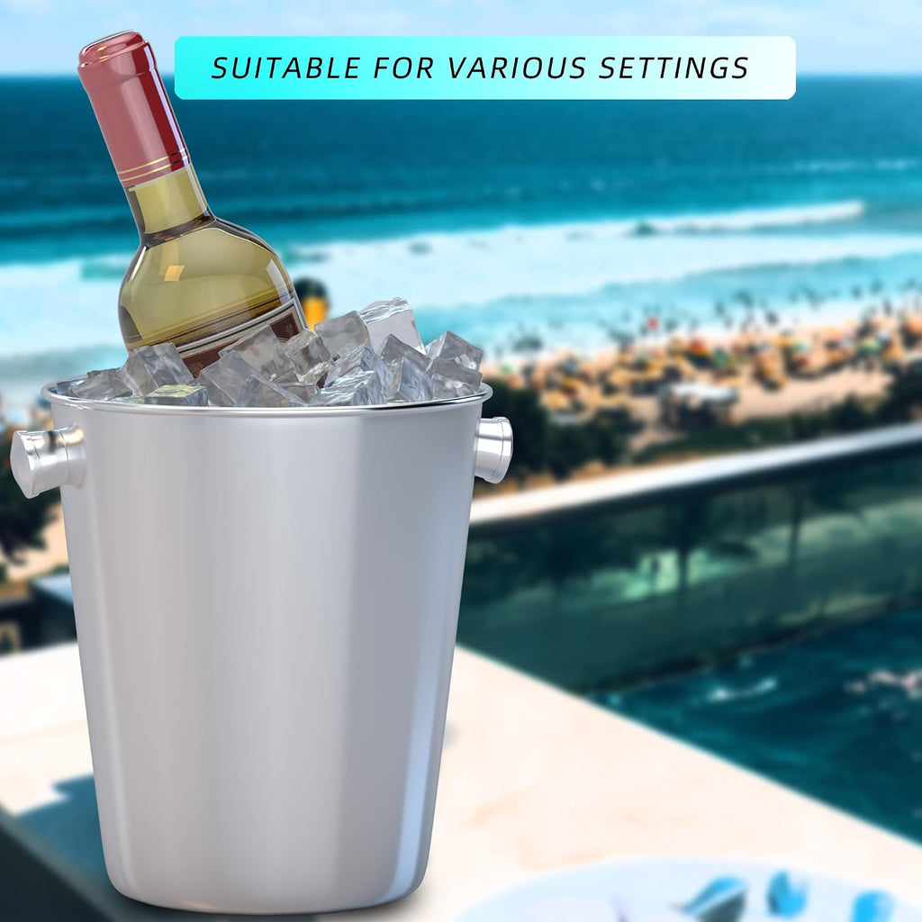 Champagne Bucket With Ice Scoop,Stainless Steel Wine Bucket For Bar,large Ice Buckets For Parties, Wine Chiller