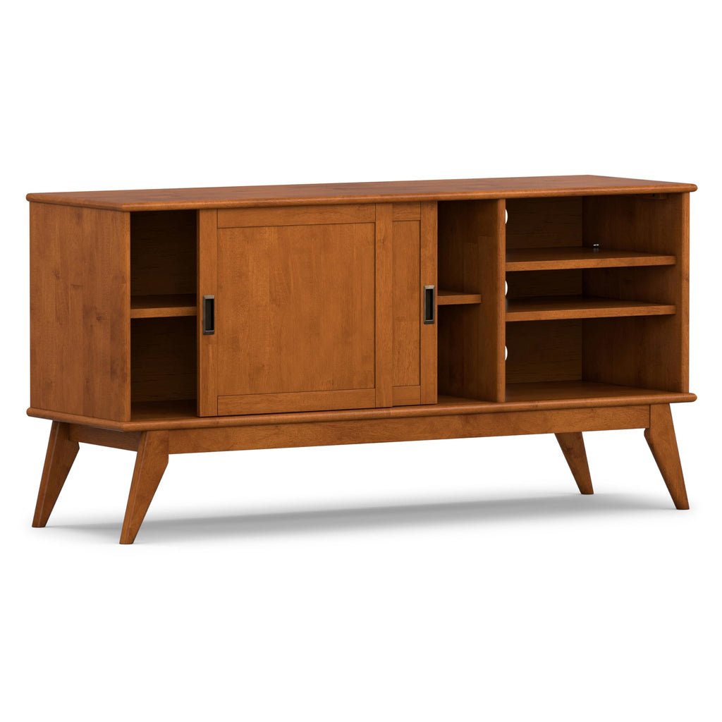 Draper 60" Wide Solid Wood TV Stand in Teak Brown