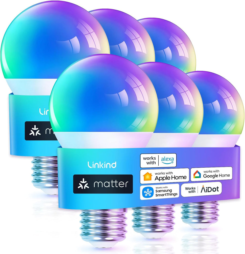 Matter Smart Light Bulb, WiFi Smart Bulbs, Work with Apple Home, Siri, Alexa, Google, SmartThings, , RGBTW Color