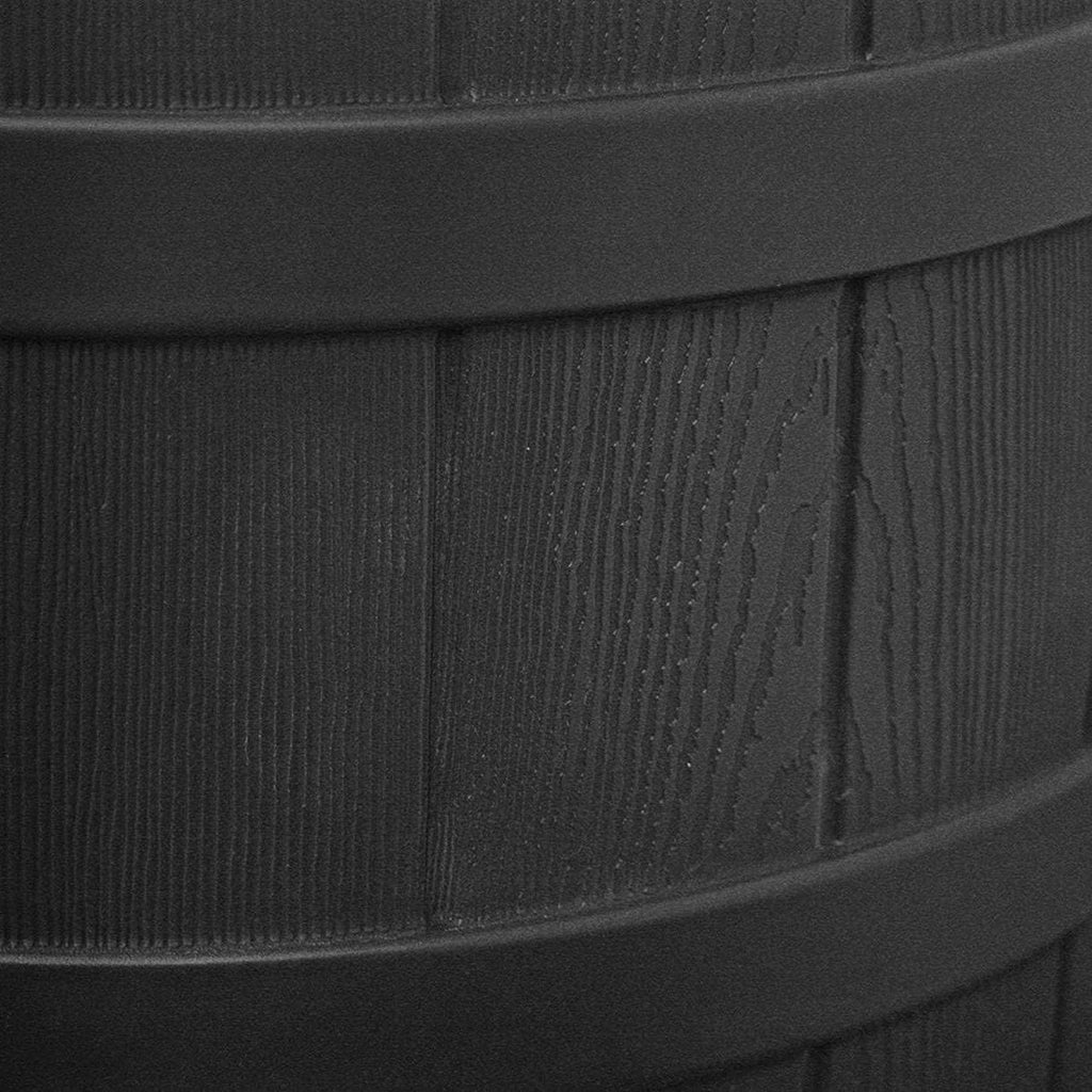 Rain Wizard Water Collection Barrel, 50 Gallon, Black, 2 Pack | Faux Wood Design - Plastic Outdoor Home Rain Barrel