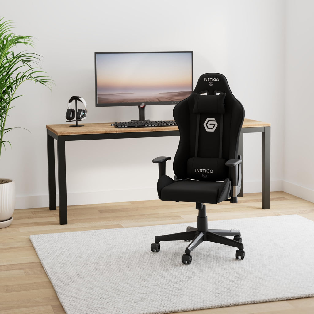 Gaming Chair Breathable Fabric | Reclines up to 180° | with Neck and Lumbar Cushions | Supports up to 265lbs