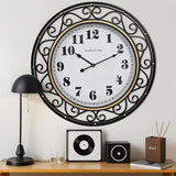SwallowLiving 24 Inch Vintage Iron Metal Frame Wall Clock Silent, Battery Operated, Elegant Retro Decor