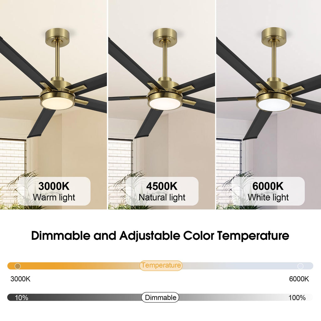 60" Smart Ceiling Fan with Light, Remote/APP Control, Dimmable LED Lights, 6-Speed DC Motor, 5 Aluminum Blades