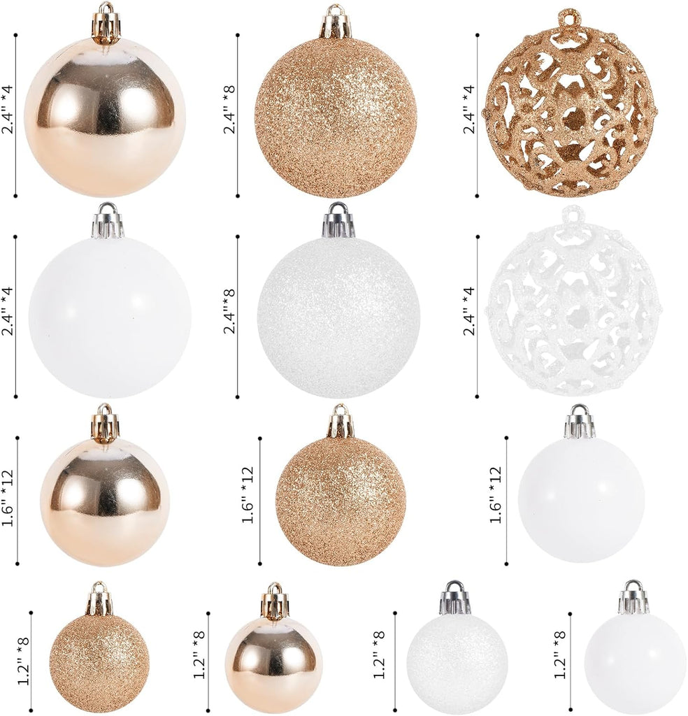 Christmas Ball Ornaments, Shatterproof Hanging Xmas Tree Decorations - Set of 100