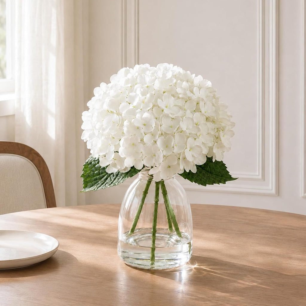 Hydrangea Artificial Flowers in Vase Fake Flowers Decor