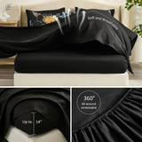 Luxudecor Queen Comforter Set 7 Pieces Bedding Sets, Black Floral Comforter and Sheet Set