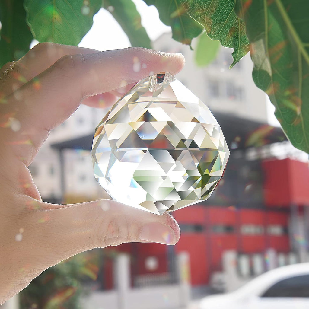 Clear Crystal Ball Prism Sun Shine Catcher Rainbow Pendants Maker, Hanging Crystals Prisms for Windows, for Feng Shui