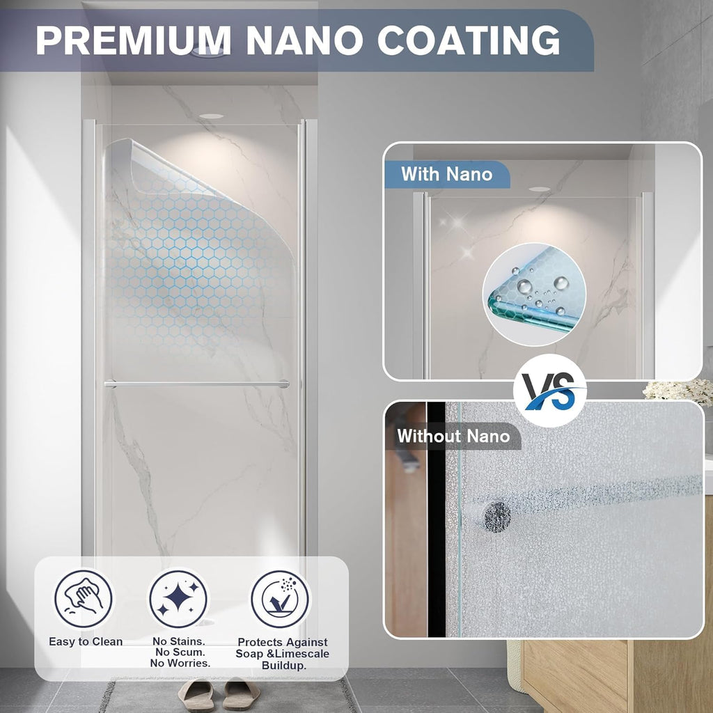 Semi Frameless Pivot Shower Door 42-48" W x 72" H