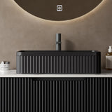 30" Freestanding Bathroom Vanity with Stone Pattern Basin - Cabinet with 2 Doors & Countertop