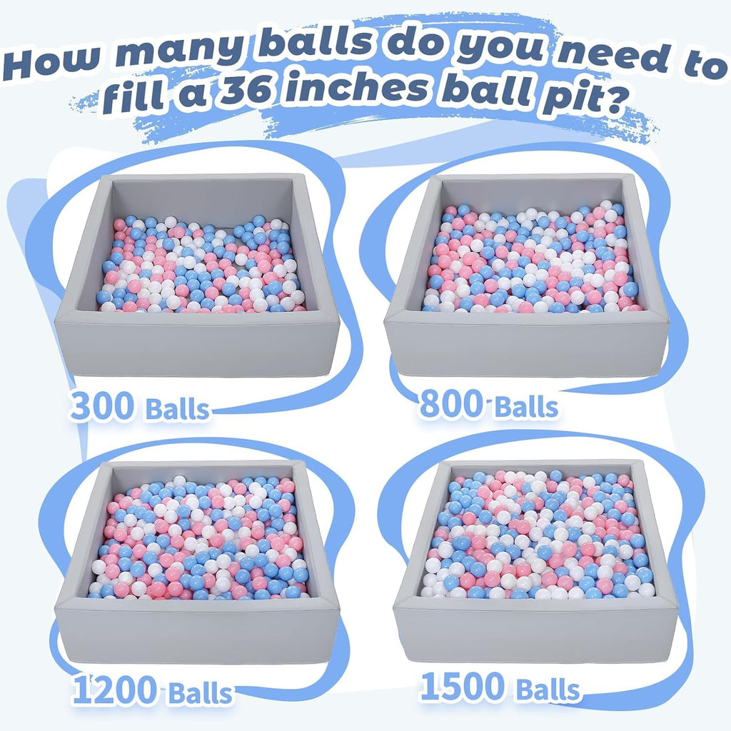 Leather Foam Ball Pit for Toddlers: Waterproof Baby Ball Pit with Soft Memory Foam - Large Soft-Play Set for Baby