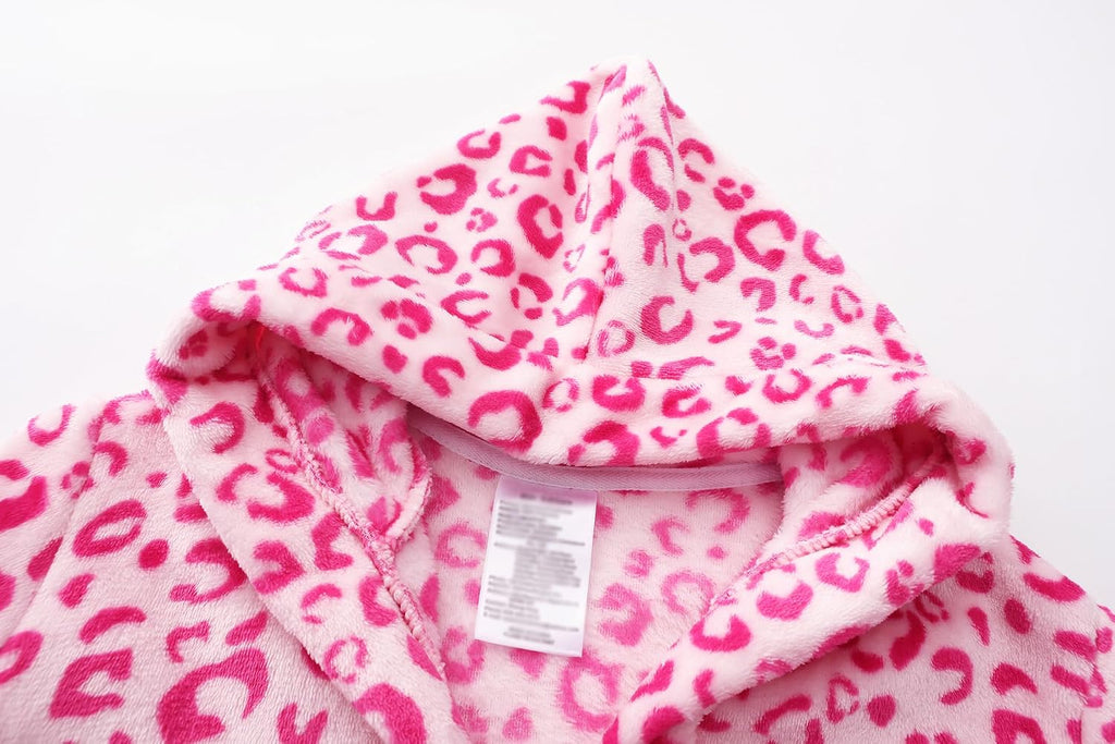 Kids Toddler Boys Girls Fleece Robe Soft Hooded Bathrobe Pajamas Sleepwear