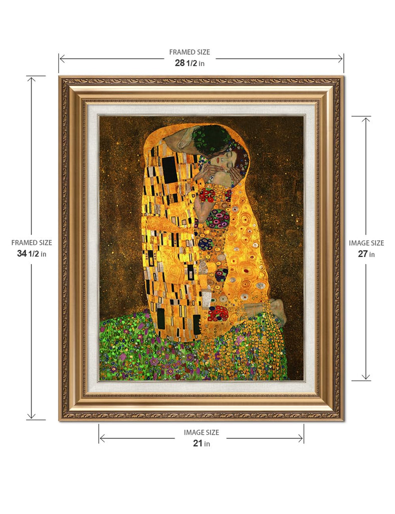 Gustav Klimt Wall Art Framed, The Kiss Framed Wall Art, 26x30''
