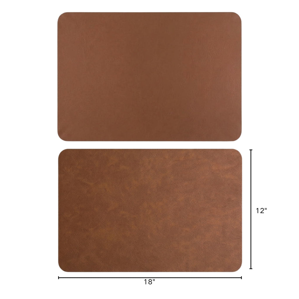 Faux Leather Placemats Set of 6, Walnut Brown