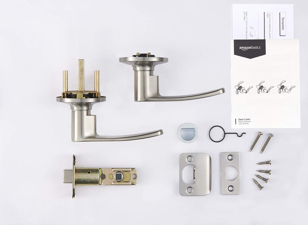 Easy Installation Straight Door Lever, Passage, Satin Nickel, 1-Pack
