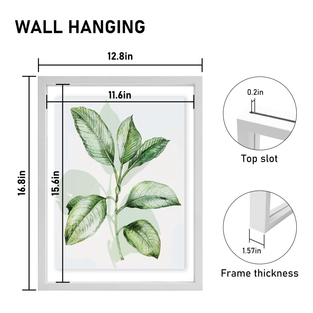 12x16 Floating Picture Frame, White