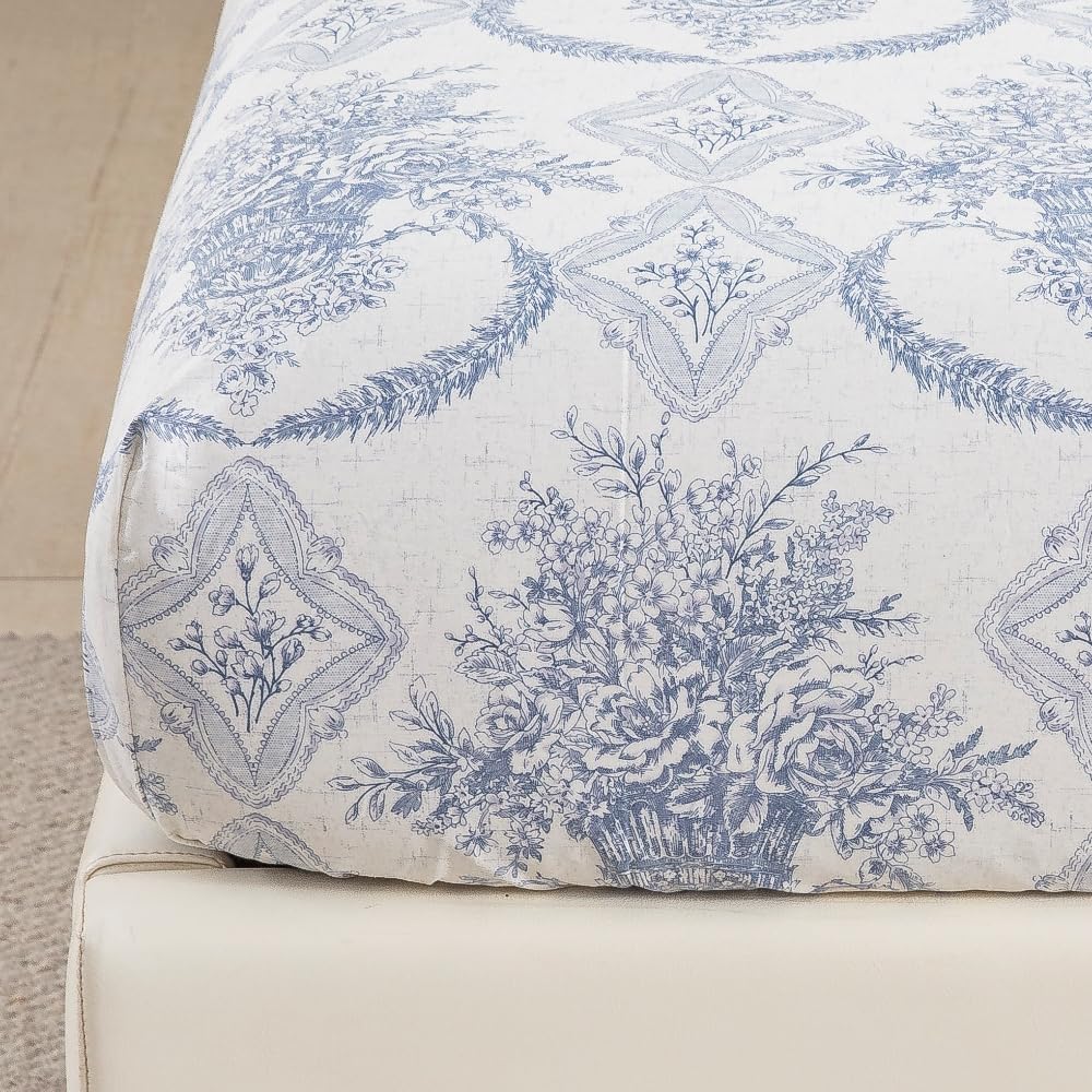 100% Cotton Bedding Printed Sheets Set. Up to 14" Deep Mattress, Farmhouse Country Cottage Pattern Bedlinen