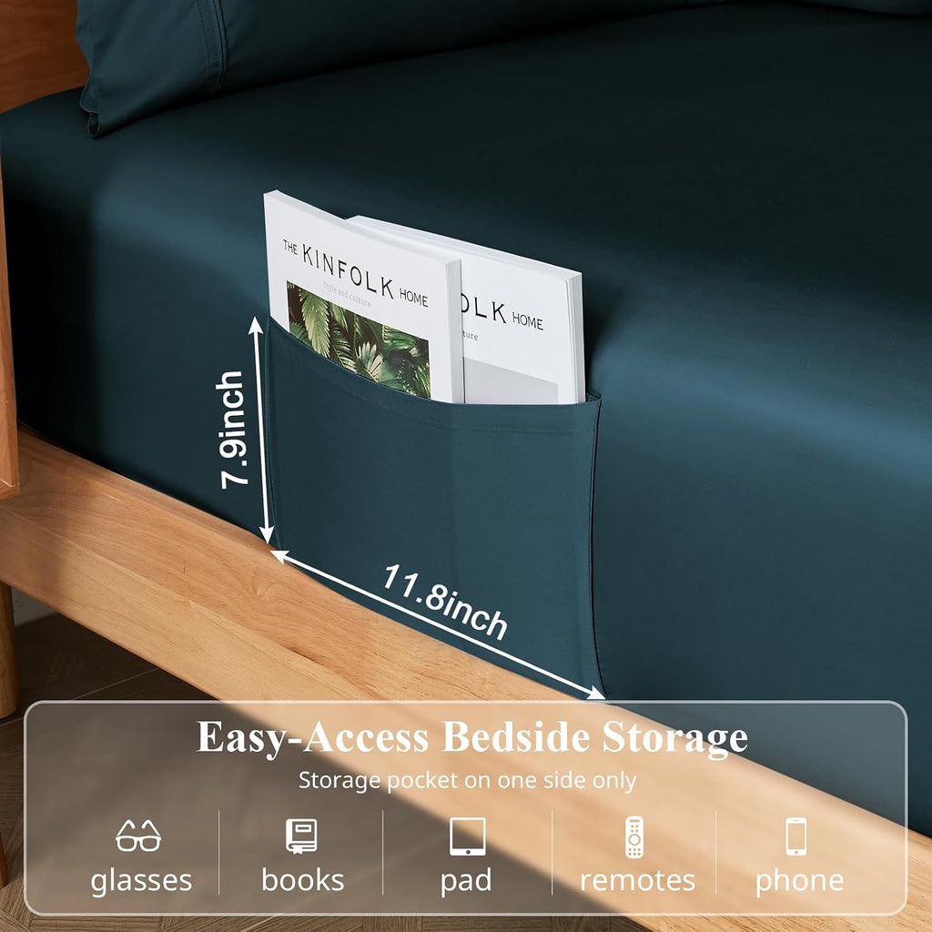 King Sheet Set, Viscose Bamboo Sheets for Bed Set 4pcs, 100% Viscose Derived from Bamboo, Hotel Luxury Silky &