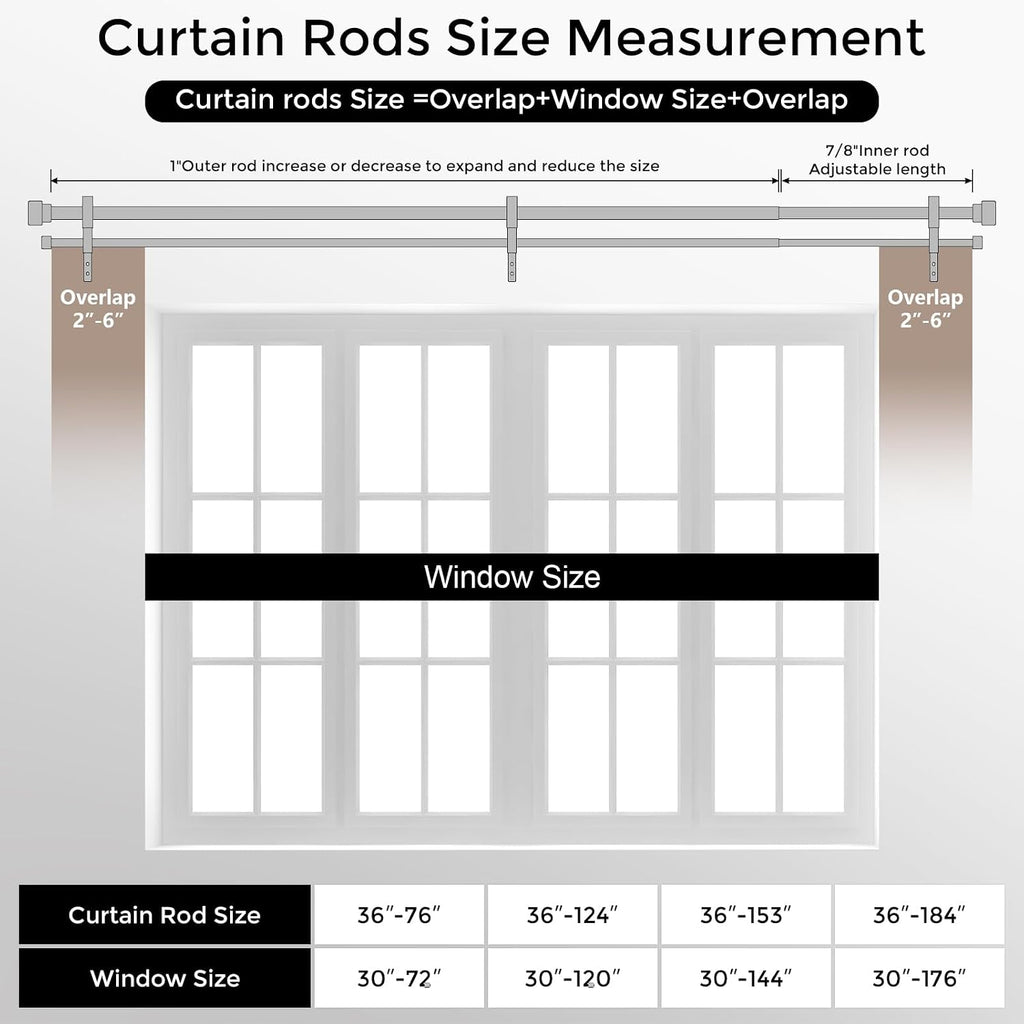 Brass Double Curtain Rod, Warm Gold Extra Long Dual Curtain Rods for Windows 36 to 153 Inch, 1 Inch Adjustable Heavy