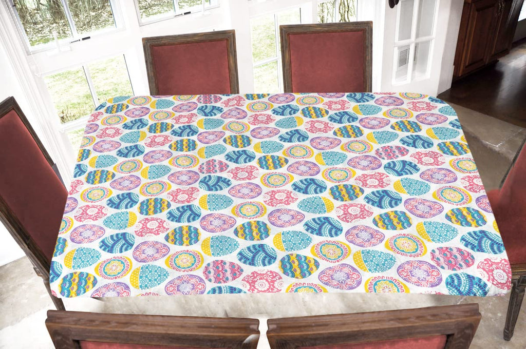 Deluxe Elastic Edged Flannel Backed Vinyl Fitted Table Cover - Easter Pattern - Round Oblong Oval - Fits Tables up to