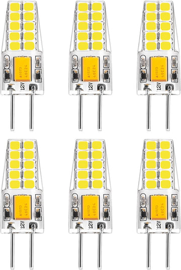 LED Light Bulb 3W Bi-pin Base Light Equivalent 20W Halogen Bulb 6 Pack Silicone Crystal Light AC/DC 12V