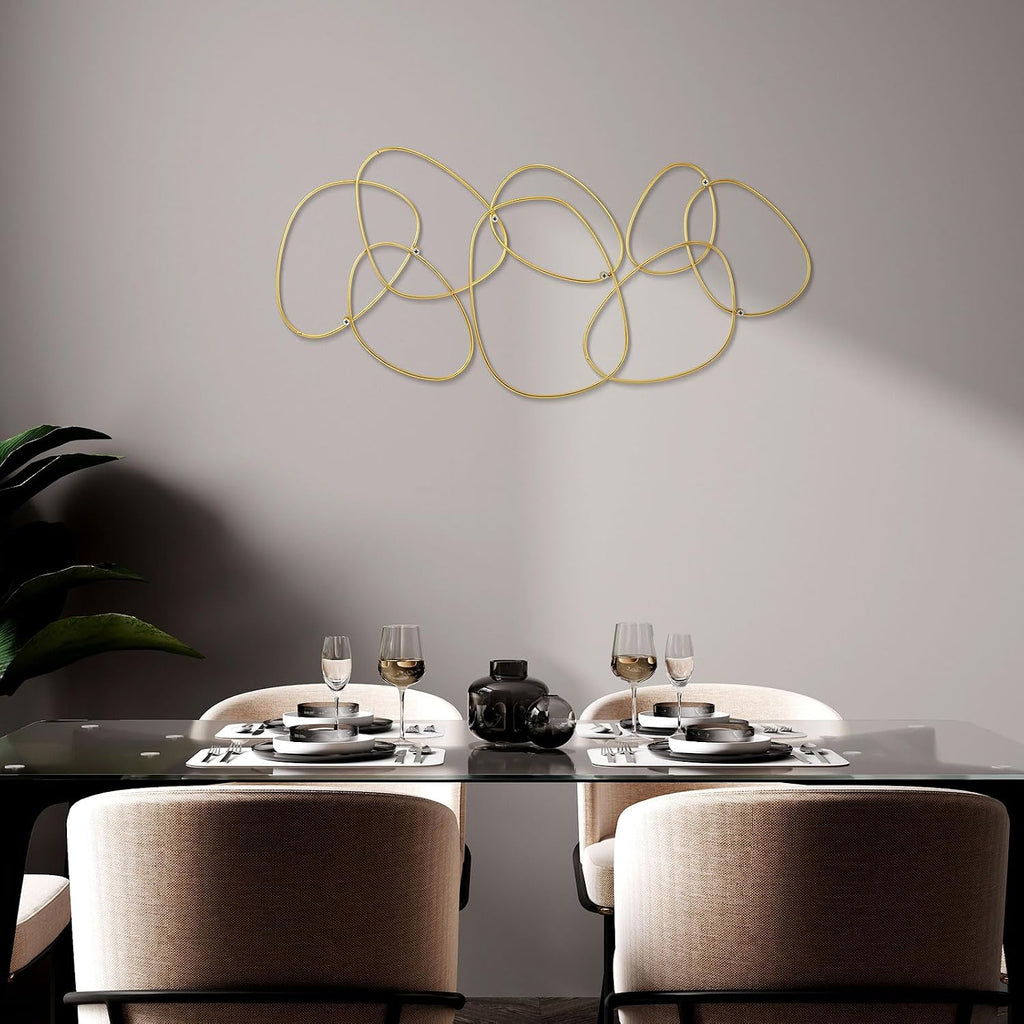 Interlocking Rings Wall Sculpture Gold Metal Home Wall Decor Abstract Aesthetic Gold Decoration for Art Bedroom - Set of 3
