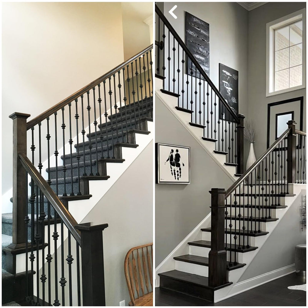 Staircase Balusters, 12-Pack Hollow Stair Spindles 40" Single Knuckle with Double Knuckle 1/2" Iron Balusters for