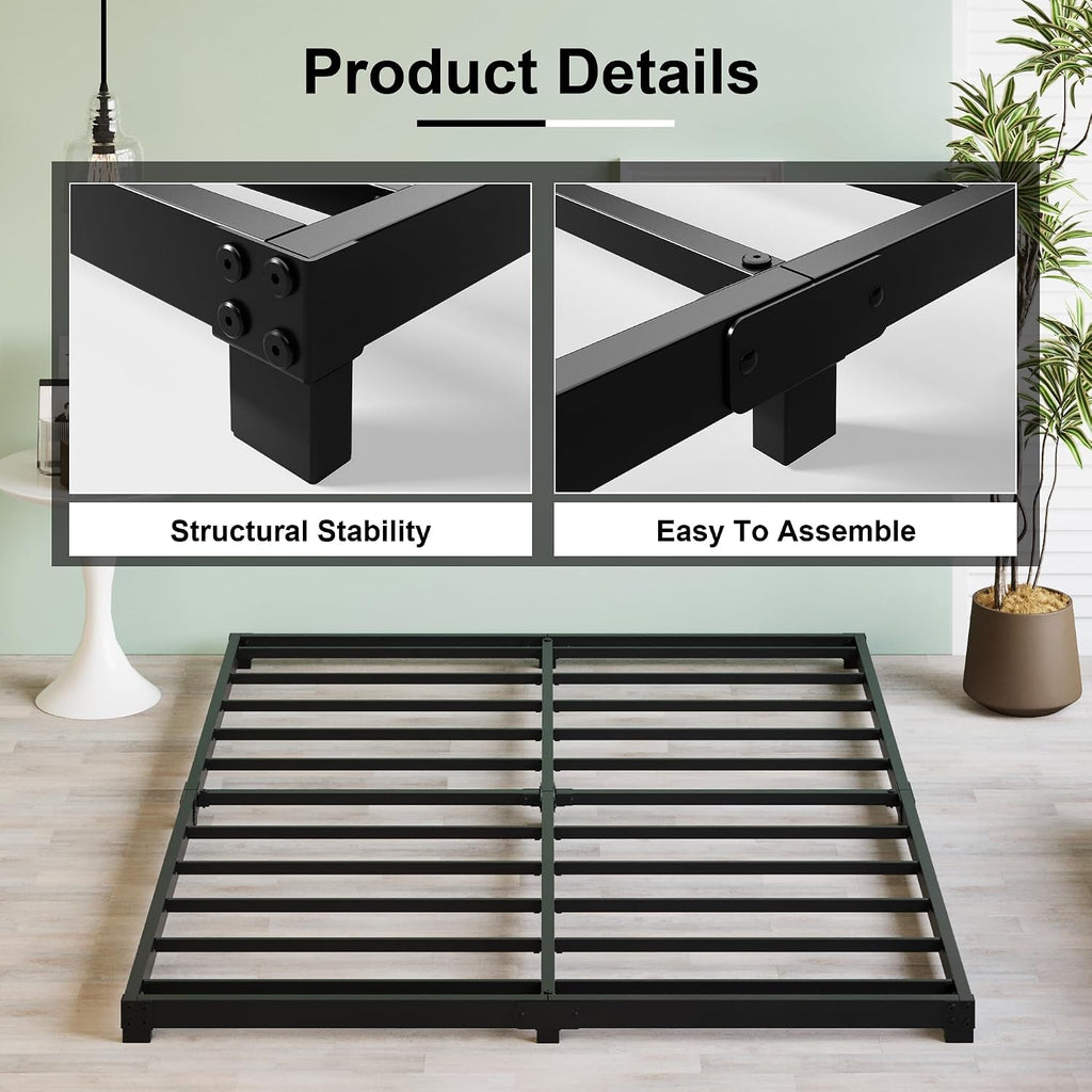 3 Inch Low Profile Bed Frame Heavy Duty Floor Platform