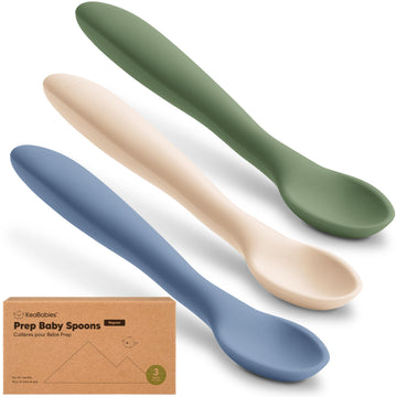 Silicone Baby Spoons Self Feeding 6-12 months, 3-Pack, Slate