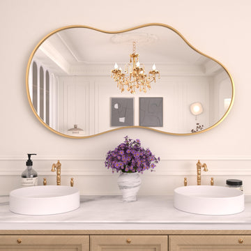 Gold Irregular Wall Mirror 26X46 Inch