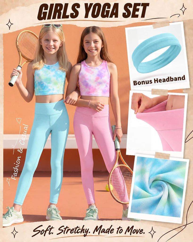 Girls Athletic Sets Kids Workout Outfits 6 Pcs Sets