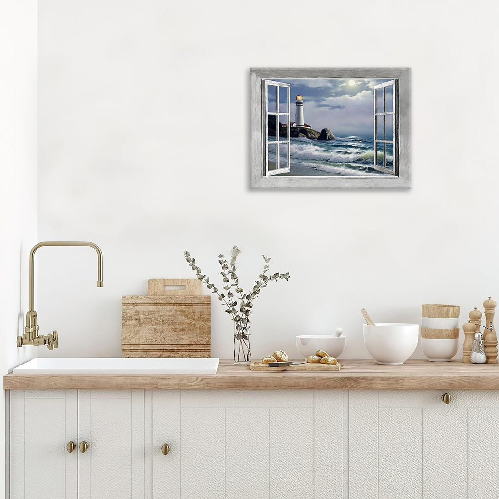 Lighthouse Coastal Canvas Wall Art Print Painting Framed ArtWork 16"x20"
